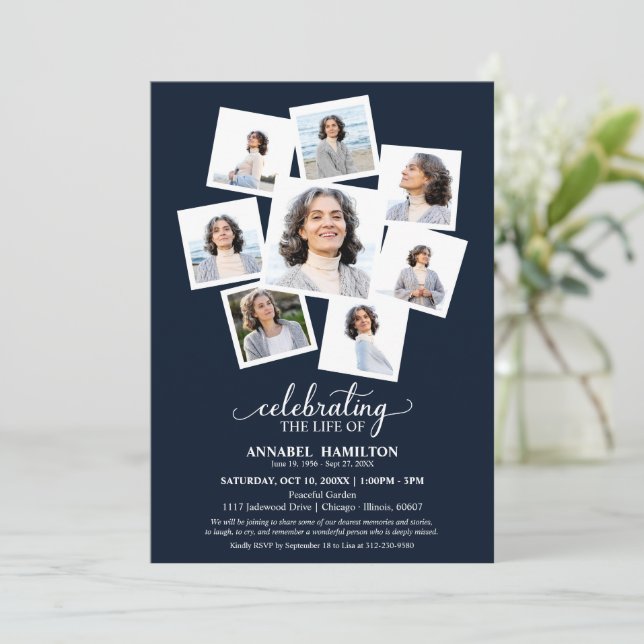 Invitation Collage photo Célébration de la vie Service funèbr (Debout devant)
