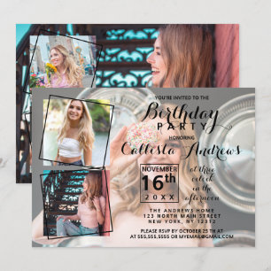 Invitation Collage photo Cool moderne Anniversaire