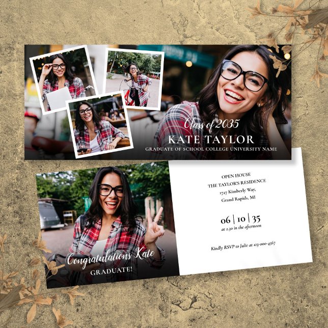 Invitation Collage photo de fête de fin d'études moderne (Modern Graduation Party Photo Collage Invitation)