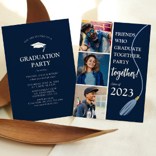Invitation Collage photo de fête de fin d'études moderne pour