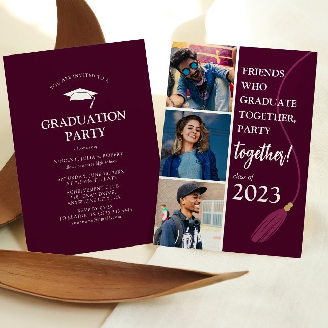 Invitation Collage photo de fête de fin d'études moderne pour (Créateur téléchargé)