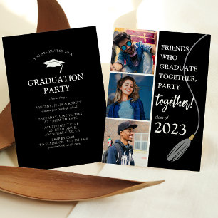 Invitation Collage photo de fête de fin d'études moderne pour