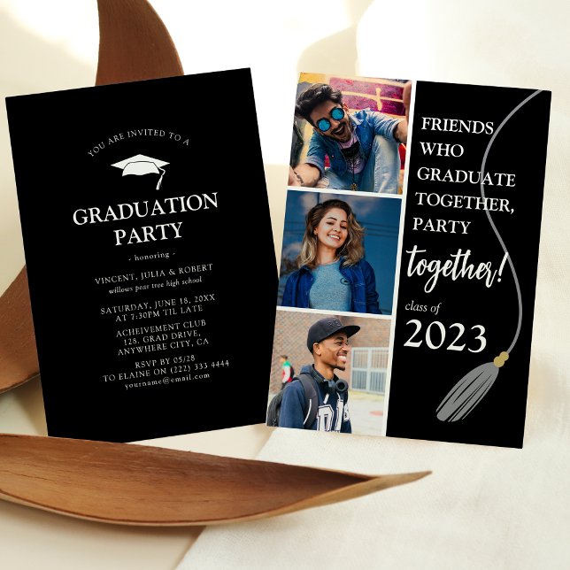 Invitation Collage photo de fête de fin d'études moderne pour (Créateur téléchargé)