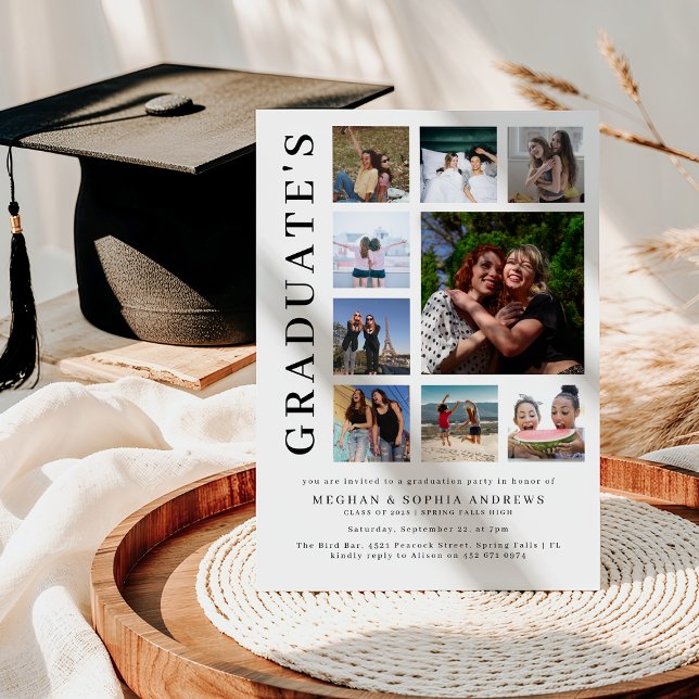 Invitation Collage photo de remise de diplôme conjointe (Créateur téléchargé)