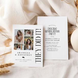 Invitation Collage photo minimal Double Graduation Party