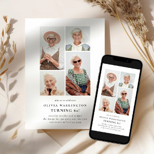 Invitation Collage photo minimaliste 80e anniversaire