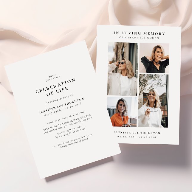 Invitation Collage photo moderne Célébration de la vie (Créateur téléchargé)