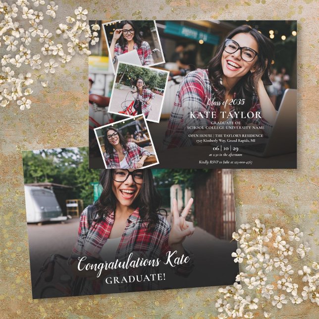 Invitation Collage Photo Moderne de Remise de Diplômes (Modern Photo Collage Graduation Invitation)