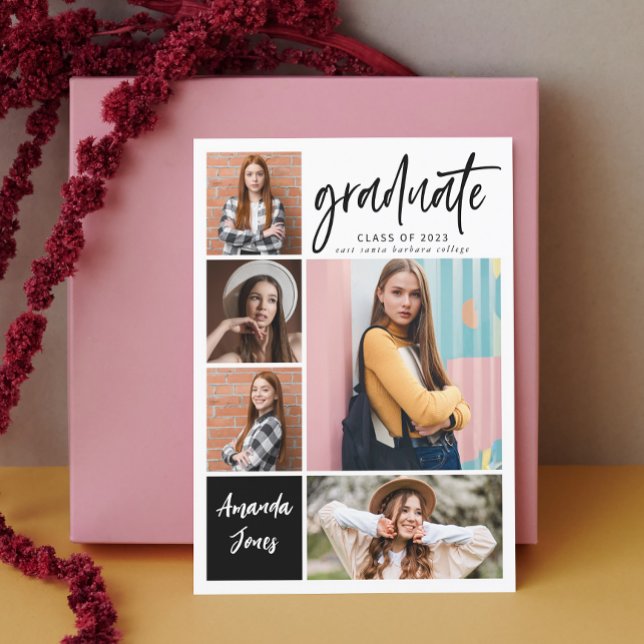 Invitation Collage photo moderne Graduation (Créateur téléchargé)