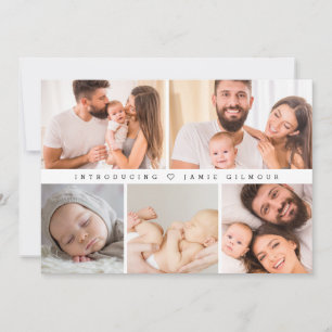 Invitation Collage photo personnalisé Naissance moderne Intro