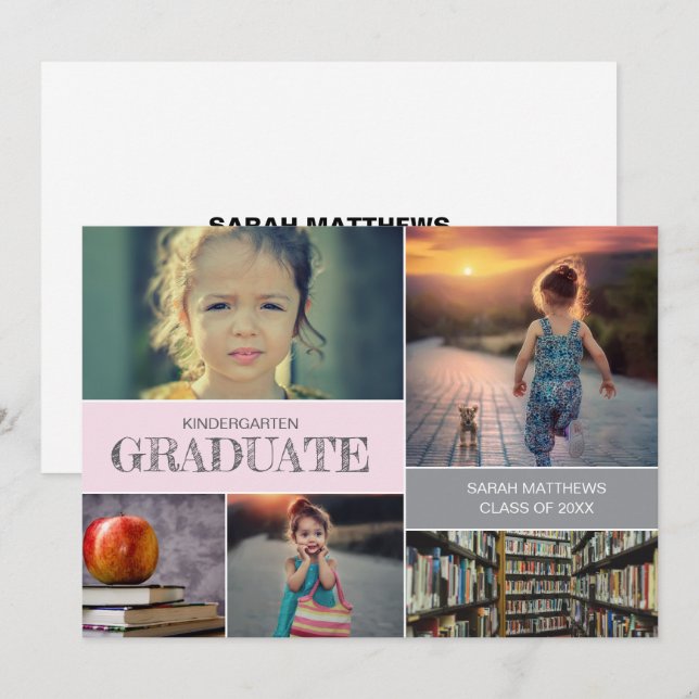 Invitation Collage Photo Personnalisé pour la Remise des Dipl (Devant / Derrière)