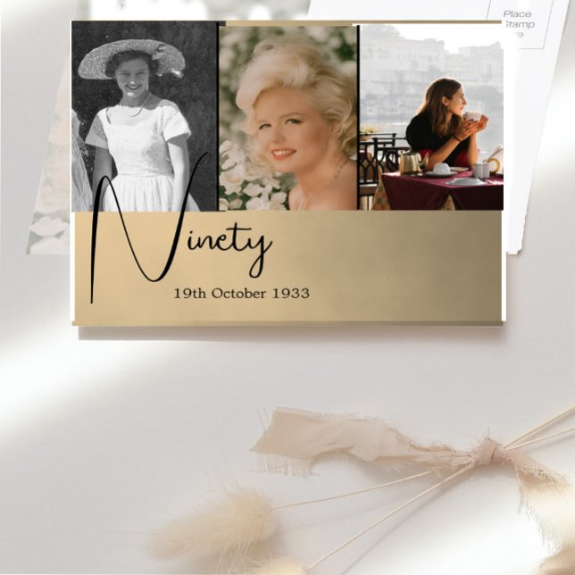 Invitation Collage Photo pour 90e Anniversaire (Créateur téléchargé)