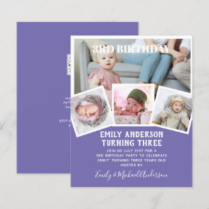 Invitation Collage Photo pour les 3 Ans Garçon Fil