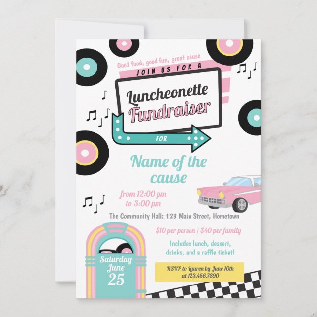 Invitation Collecte de fonds à la cantine rétro (Devant)