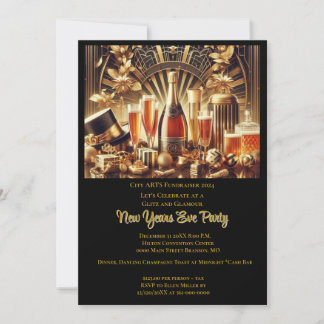 Invitation Collecte de fonds Black Gold New Year's Eve Party