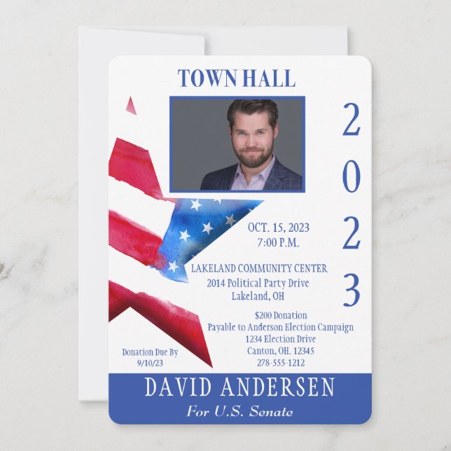 Invitation Collecte de fonds de l'Hôtel de Ville politique In (Devant)