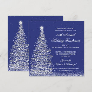 Invitation Collecte de fonds de vacances Gala Silver Navy Blu