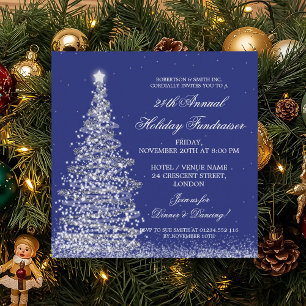 Invitation Collecte de fonds de vacances Gala Silver Navy Blu