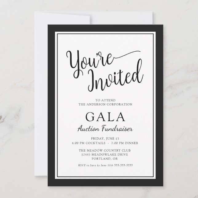 Invitation Collecte de fonds par enchères de gala Entreprise  (Devant)