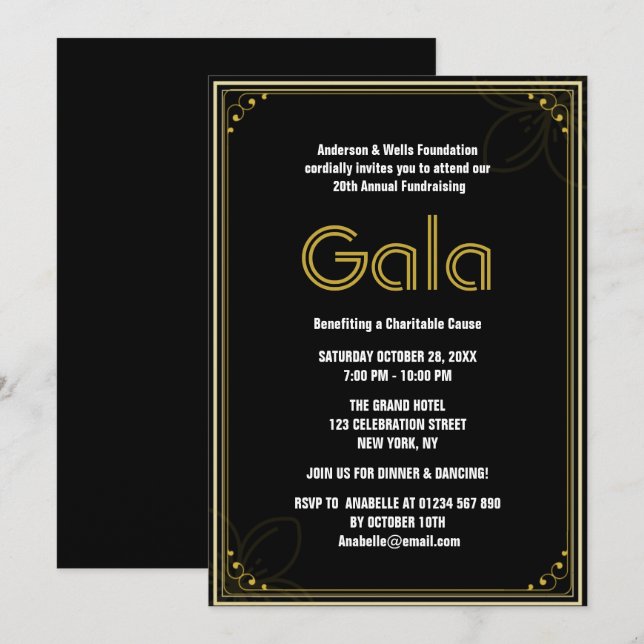 Invitation Collecte de fonds pour le gala officiel de l'entre (Devant / Derrière)