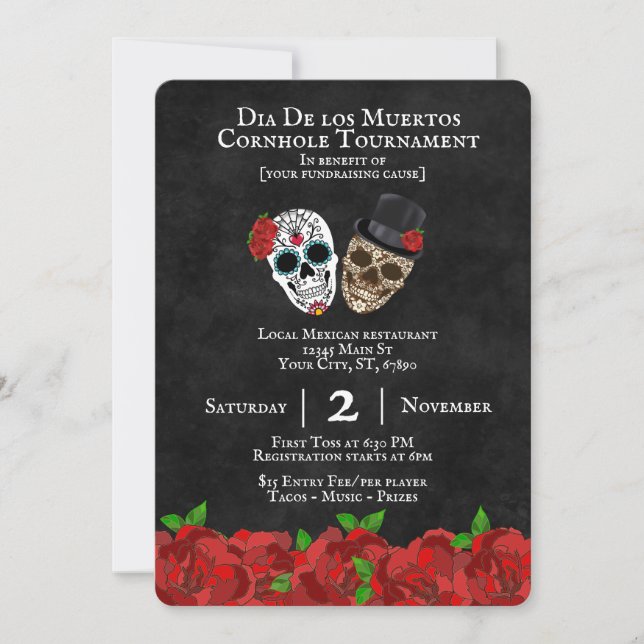 Invitation Collecte de fonds pour le tournoi Cornhole Skulls (Devant)