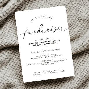 Invitation Collecte de fonds Script Minimaliste Noir et Blanc