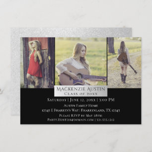 Invitation Collecte des diplômes   Silver Chic Triple 3 Photo