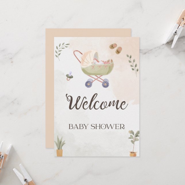 Invitation Collection de Baby Shower Douces Débuts (Devant/Arrière en situation)