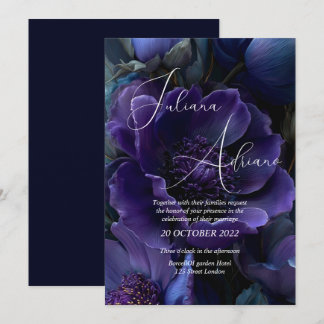 Invitation Collection de costumes de mariage floraux bleu nui