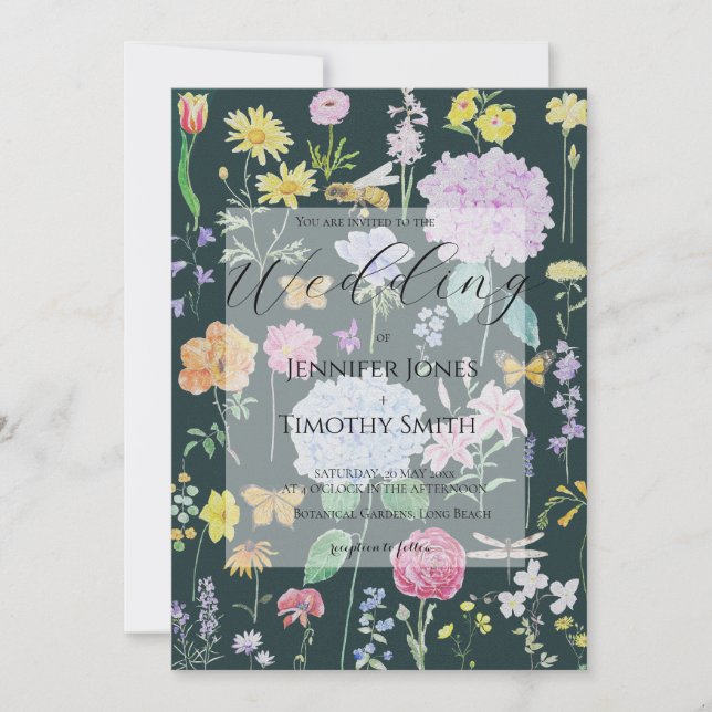 Invitation collection de fleurs élégantes en arrière - plan v (Devant)