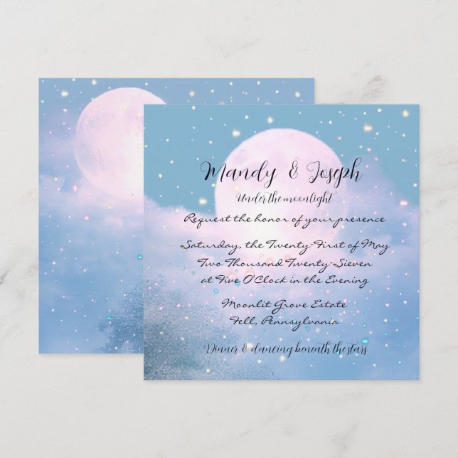 Invitation Collection de mariage atmosphérique Moonlight Shim (Devant / Derrière)