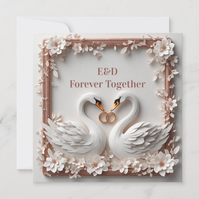 Invitation 🕊️ Collection de mariage Cadre floral à cœur de c (Devant)