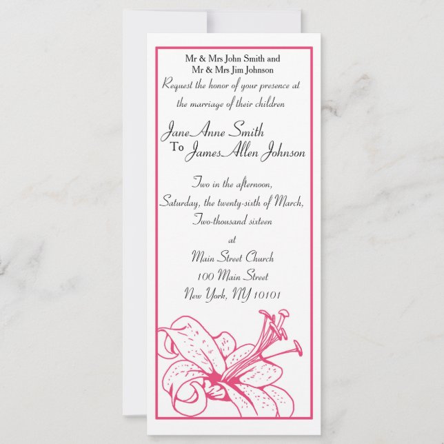 Invitation Collection de mariage de lis et de lanterne, (Devant)