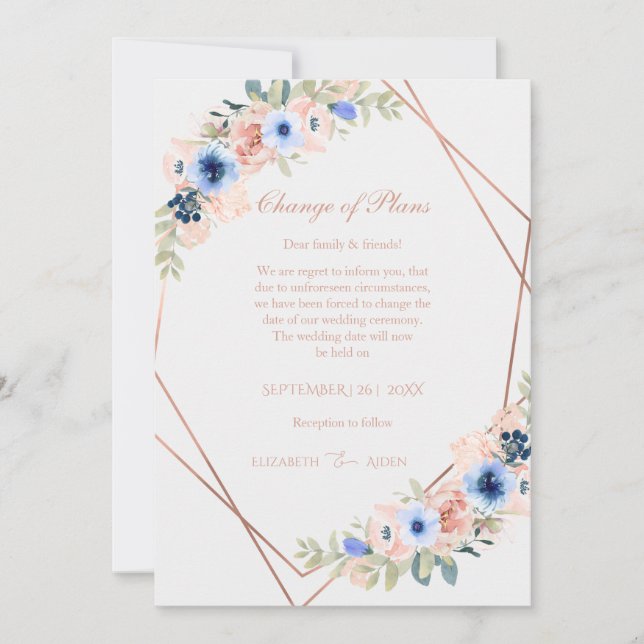 Invitation Collection de mariage élégante pêche bleue (Devant)