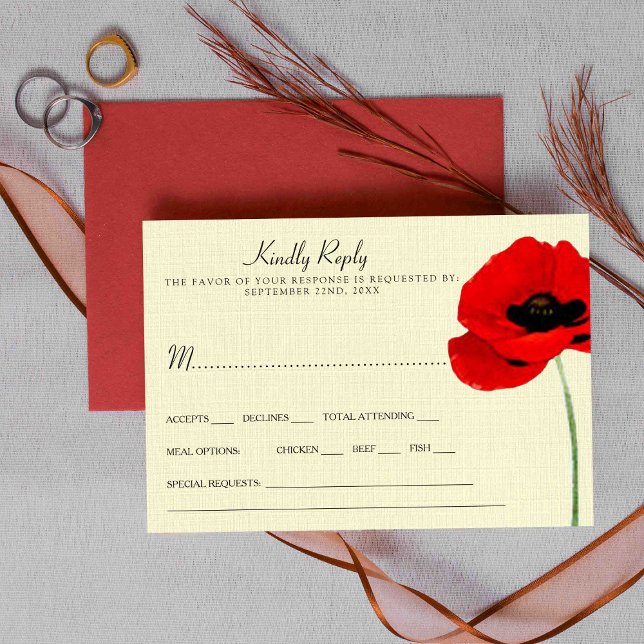 Invitation Collection de mariage floral aux coquelicots aquar (Créateur téléchargé)