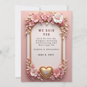 Invitation 🌺 Collection de mariage Rose Gold Fleur de Pêche