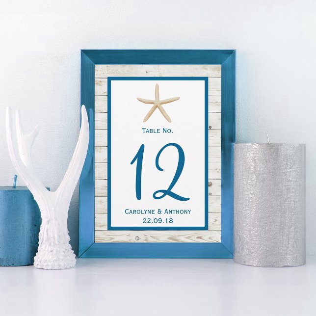 Invitation Collection de mariage Starfish Bois Blanchi à la c (Créateur téléchargé)