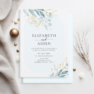 Invitation Collection de Mariages Bleu Or (Imiter) Blanc
