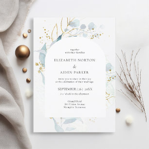 Invitation Collection de Mariages couleur or bleu (Imiter)