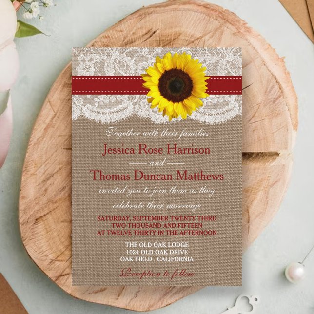 Invitation Collection de Mariages de tournesol rustique - Rou (Créateur téléchargé)