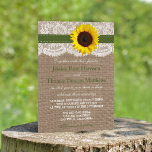 Invitation Collection de Mariages de tournesol rustique - Ver