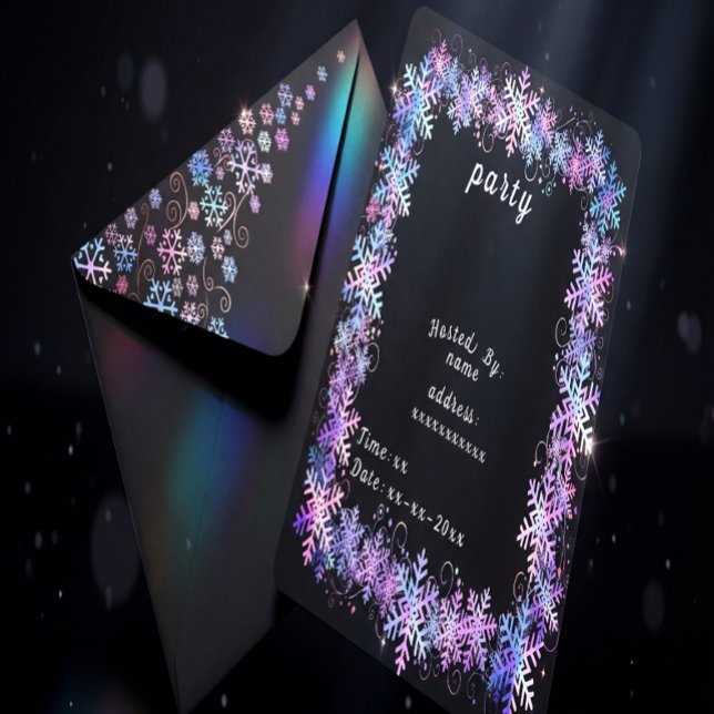 Invitation Collection de Noël Flocon de Neige Holographique d (Créateur téléchargé)