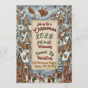 Invitation Collection de Noël Père Noël aquarelle victorienne