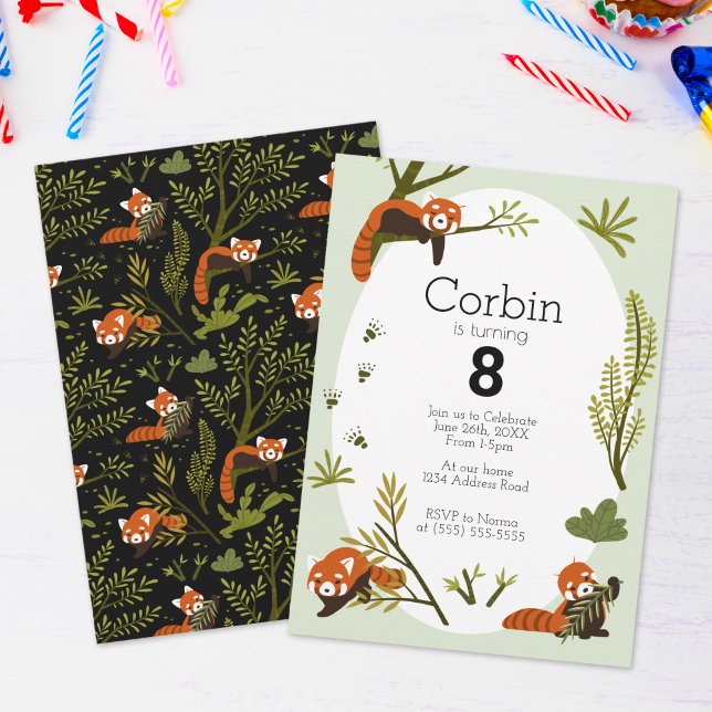Invitation Collection Fête d'anniversaire Panda roux, Animal  (Créateur téléchargé)
