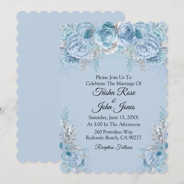 Invitation Collection Mariage bleu (Devant / Derrière)