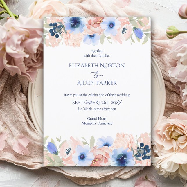 Invitation Collection Mariage Bleu Pêche (Créateur téléchargé)