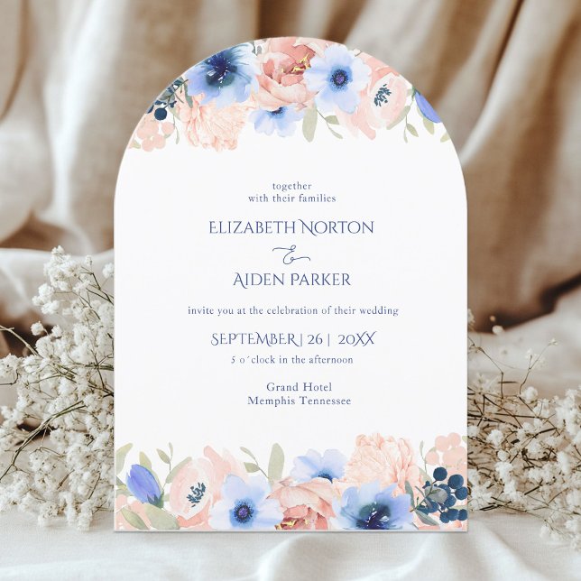 Invitation Collection Mariage Bleu Pêche (Peach Blue Arch Wedding Collection Invitation)
