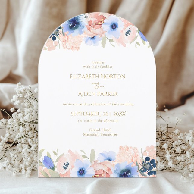 Invitation Collection Mariage Bleu Pêche (Peach Blue Arch Wedding Collection Invitation)