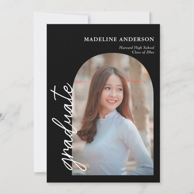 Invitation Collection photo Arc moderne Graduation noire (Devant)