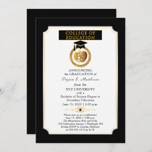 Invitation College of Education Diplôme Gold Apple Graduation
